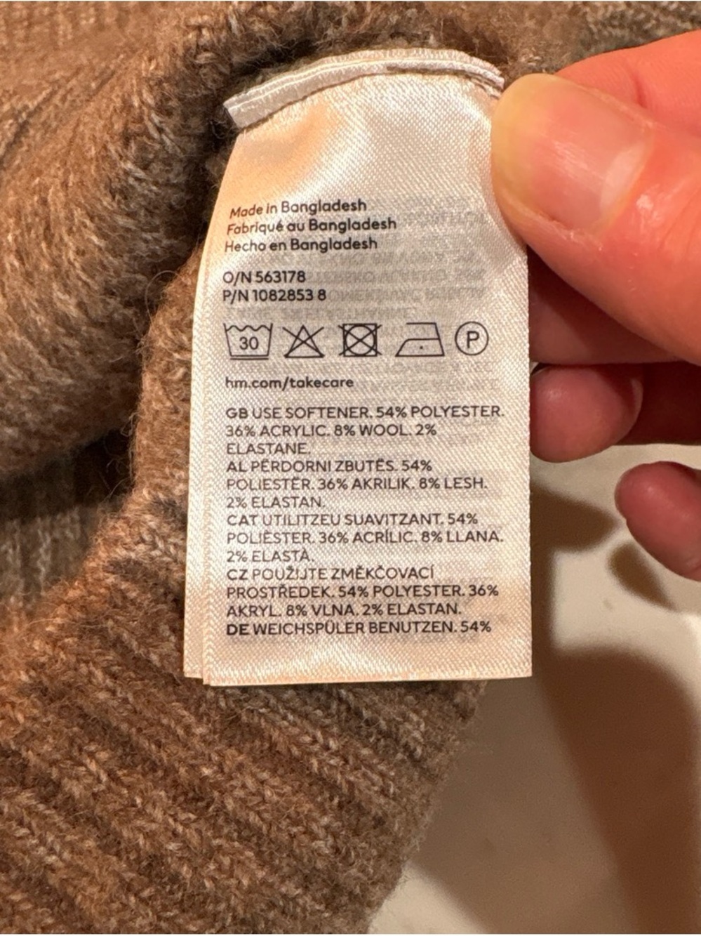 H&M Ribbed Knit Wool Blend Sweater in Warm Taupe M - Picture 7 of 7